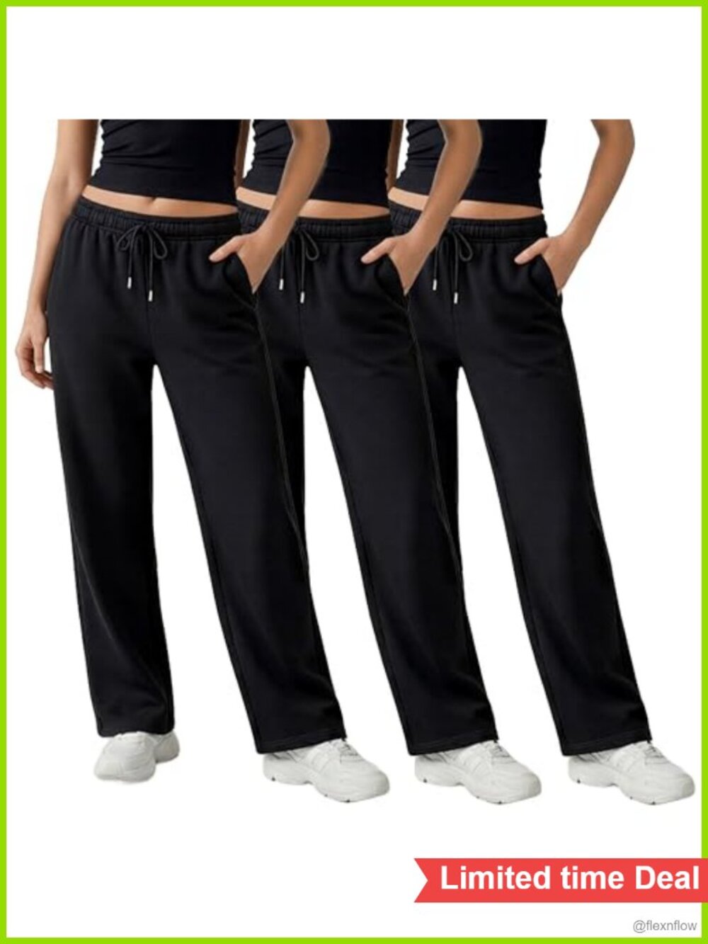 Women's 3 Pack Straight Leg Fleece Sweatpants with Pockets